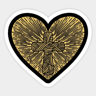 The cross of Jesus Christ drawn inside the heart Sticker